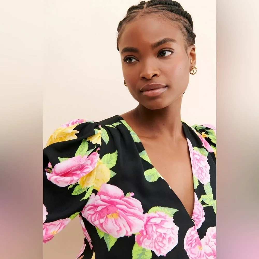 Afrm | Danna Surplice Bodysuit Anthropologie Floral Various Sizes Available - Picture 3 of 10